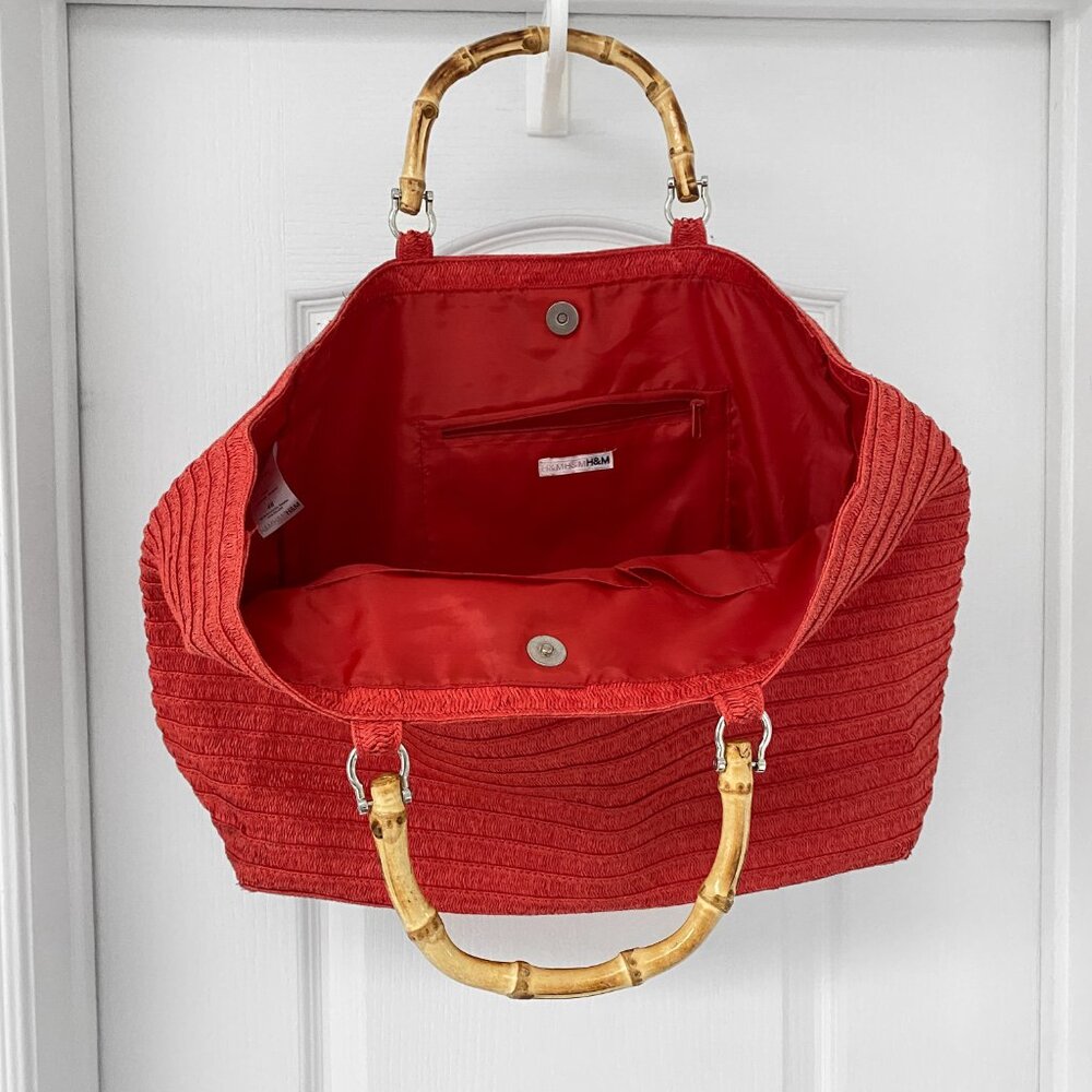 H&M - Bamboo Handle Texture Bag / Tote - Picture 3 of 5